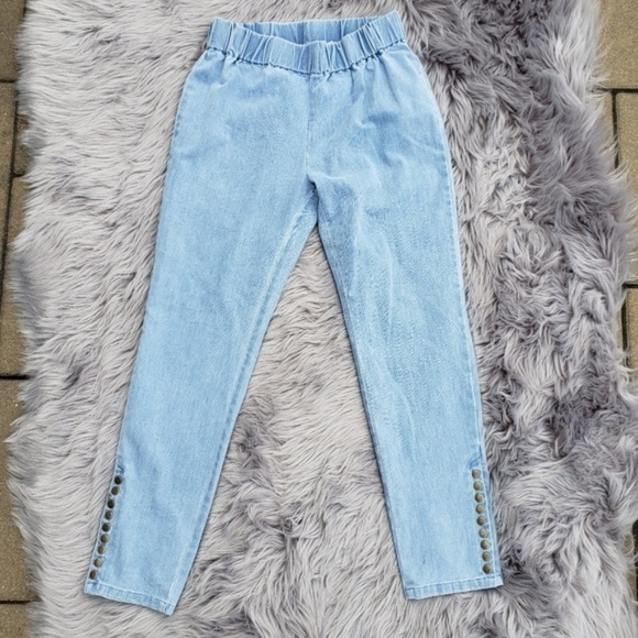 Soft Surroundings Embellished Banded Jeans Blue M - Picture 1 of 4